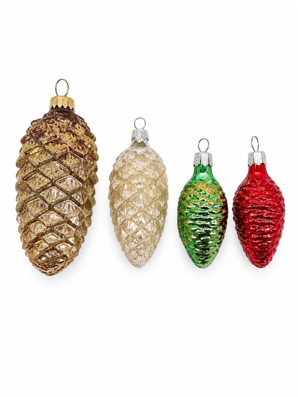 4 Vintage Acorn Plastic Christmas Ornaments, 3 sizes
